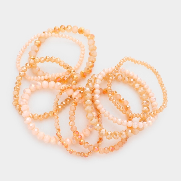 Neutral Beaded 9 Piece Stacked Stretch Bracelets Fashion Jewelry Accessories - Picture 2 of 2